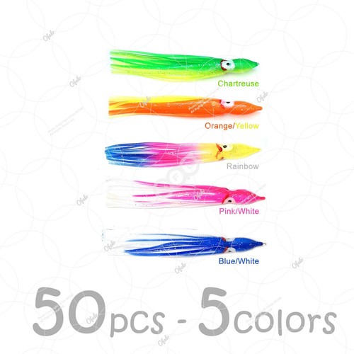 JSHANMEI Hoochie Octopus Skirts - 12cm Soft Plastic Trolling Lures For Squid Rigs, Assorted Colors (20 Or 40pc)
