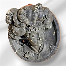 Antique Victorian Wall Plaque 3D Ornate Portrait Plaster Relief 19th century