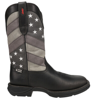 Durango Rebel Faded Flag Patriotic Square Toe Wellington  Mens Black, Grey Casua