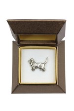Basset Hound I - Hundebrosche in Geschenkbox, elegante Anstecknadel, Reversnadel
