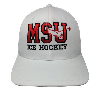 Port Authority Men's Fitted Hat S-M Embroidered MSU Ice Hockey Logo Cotton Blend