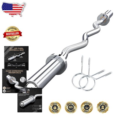 Alloy Steel 47'' EZ Curl Bar with Copper Sleeves - Complete Weight Lifting Set