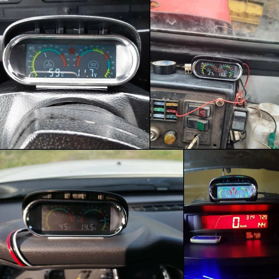 Univesal 2in1 Multi-function Car Water Temp Temperature Gauge Voltmeter Measure - Imagem 2 de 4