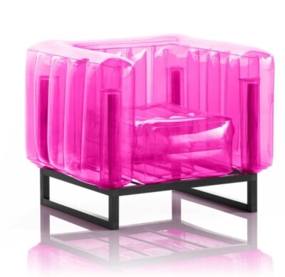 Yomi Eko Metal Frame Inflatable Armchair pink neon inflatable  designer UK - Main Image