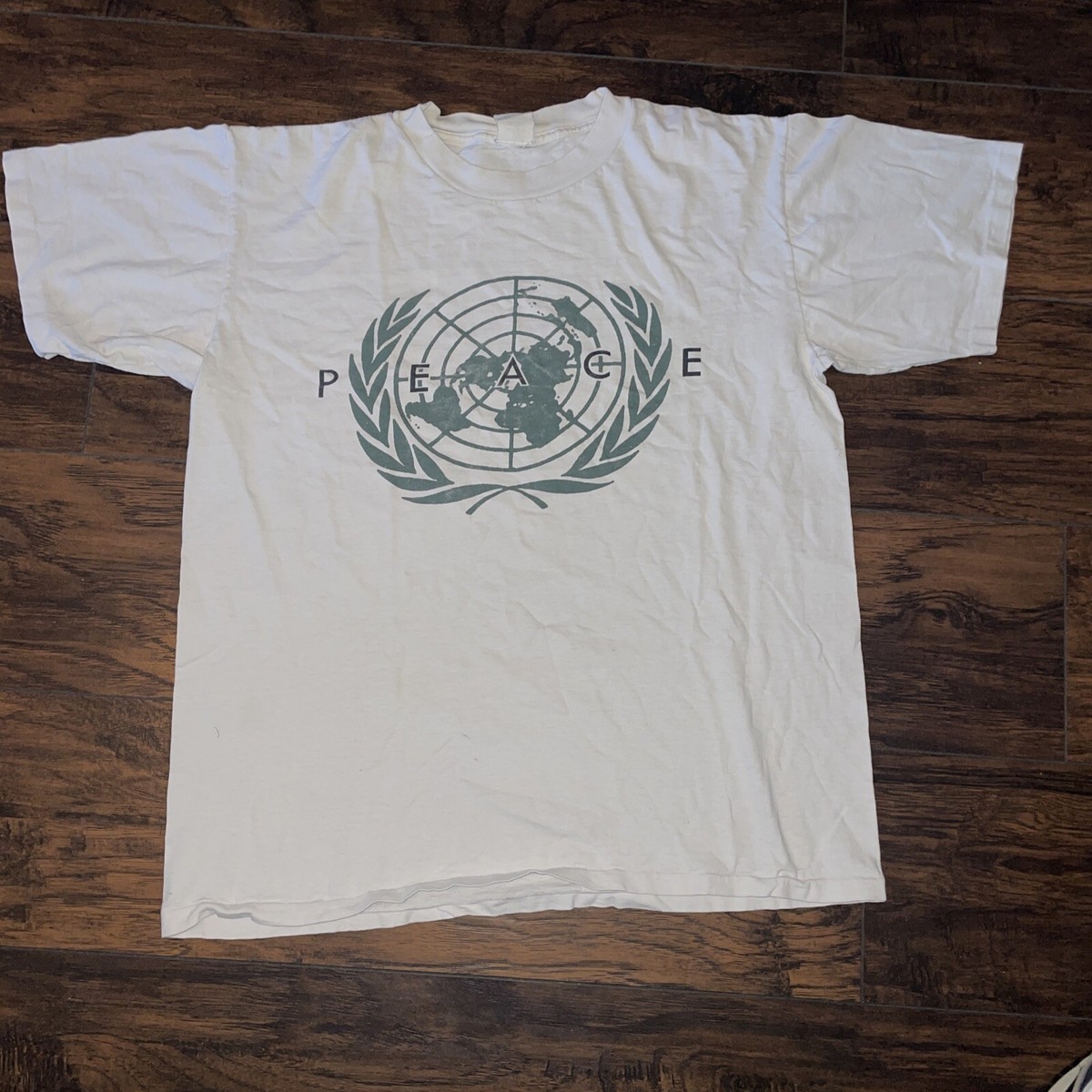 【希少】90s Mossimo ヴィンテージ Tシャツ パロディ XL 白 Vintage 90s Mossimo S. Stitch USA T Shirt Graphic World Peace Mens
