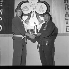Vintage  Negative B&W Med Format KSDI Karate Men Champion Trophy #238