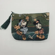 Vintage Disney Mickey & Co Sports Club Golf Scene Zipper Purse/Make Up Bag