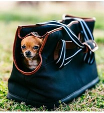 Vibrant Life Pet Tote For Cats or Dogs Up To 16 lbs Black Canvas Carrier - NEW