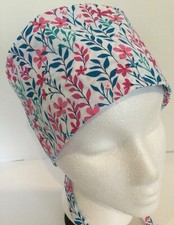 Pretty Floral Lined Medical Surgery Scrub Hat Chef Dental Veterinarian Chemo Cap