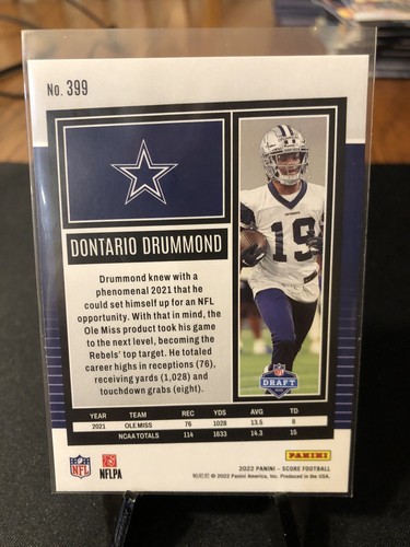 2022 SCORE #399 DONTARIO DRUMMOND RC ROOKIE DALLAS COWBOYS FOOTBALL - Picture 2 of 2