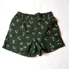 NWT Justice Green Cotton Shorts Floral Elastic Faux Belt Closure Size 14/16