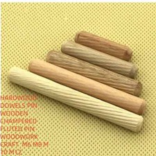 HARDWOOD DOWELS PIN WOODEN CHAMFERED FLUTED PIN WOODWORK CRAFT  M6 M8 M10 M12