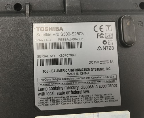 Carcasa Base Inferior Original Toshiba Satellite Pro S300-S2503 Laptop - Negra - Imagen 2 de 7
