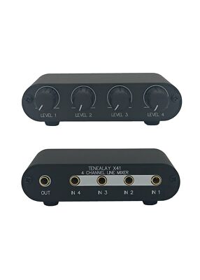 4 Way Audio mixer 3.5mm Stereo line levels control Box (4 in 1 out) passive X41