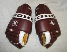 NEW OLD STOCK VINTAGE KOHO 450 FAST BAK STYLE LEATHER HOCKEY GLOVES, RARE COLORS