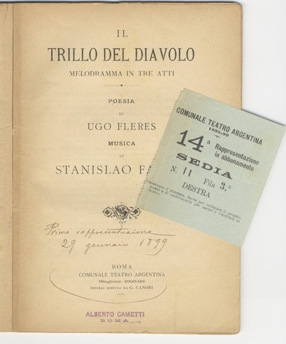 Stanislao FALCHI / Il Trillo del Diavolo melodramma in tre atti poesia di Ugo - Picture 1 of 1