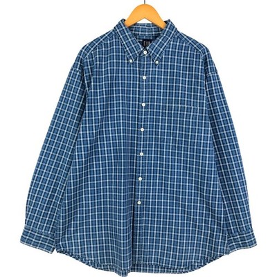 Vintage 90'S GAP long-sleeved button-down check shirt men's size XL