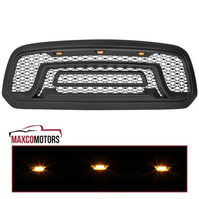 Hood Grille Fits 2013-2018 Dodge Ram 1500 Front w/ Amber LED Lights