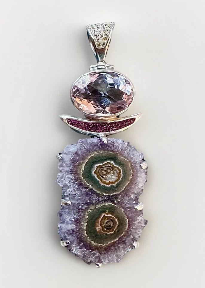 STARBORN Pendant Amethyst Stalactite Slice Pink Kunzite Sapphire Sterling Silver - Image 4 of 4