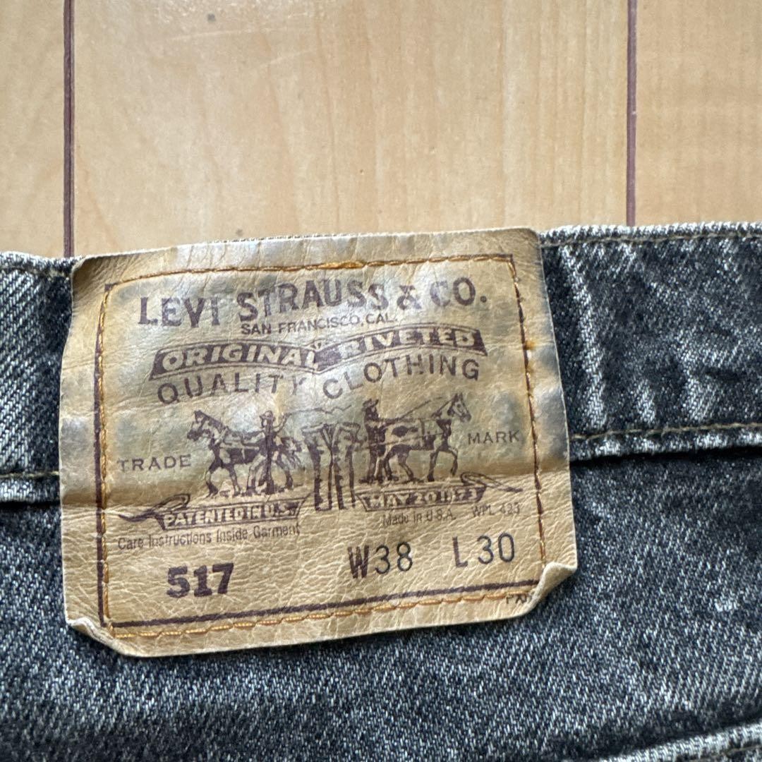 Rare USA Made Levi's 517 Black Jeans W38 L30 90s Bootcut
