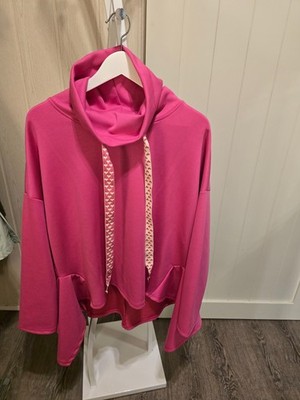 Sweatshirt Long-Pullover Kleid Tunika 46/48 50 Pink Neu asymmetrische Zipfel 