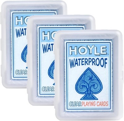 Hoyle Waterproof Clear Playing Cards (3- Pack) 2.5 x 3.5 inches, Blue 