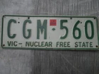 1984 Victoria Nuclear Free State optional slogan passenger CGM-560 license plate