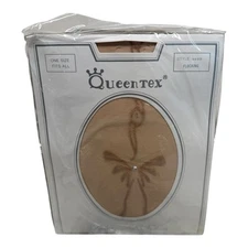 Vintage Queentex Flocking with Rhinestone Pantyhose Style 5000 OS Sheer To Waist
