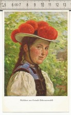 Vecchia cartolina - W. Hasemann ragazza di Gutach Foresta Nera - 09-025