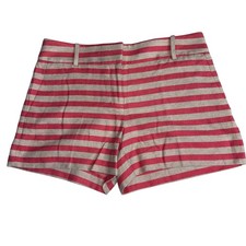 Ann Taylor LOFT Riviera Shorts Women's 2 Coral Tan Stripe Linen Blend 4" Inseam