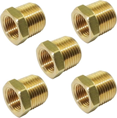 Brass Bushing Reducer Adapters: 1/2" NPT Male x 3/8" NPT Female - 1200 PSI