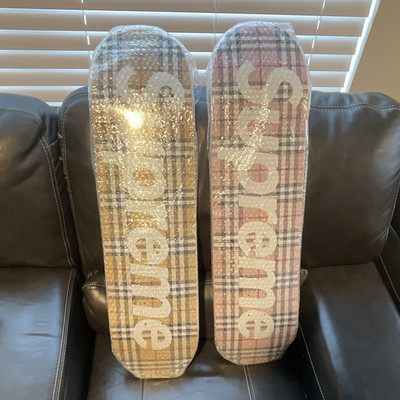 Supreme x Burberry Plaid and Pink Skateboard Decks