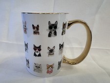 Rifle Paper Co.- Multiple Cat Faces Coffee Mug With Gold Trim