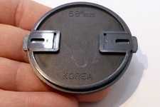 Black 58mm Lens Cap Front snap on type made in Korea