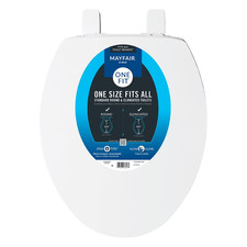 Mayfair by Bemis One Fit  Universal Plastic Toilet Seat White Never Loosens Slow