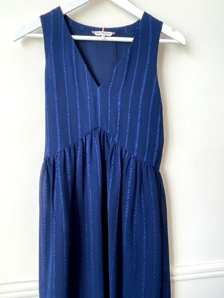 Robe Longue Bleu Tommy Hilfiger Taille 4 (34) Polyester H=120cm Superbe ! - Photo 3/4