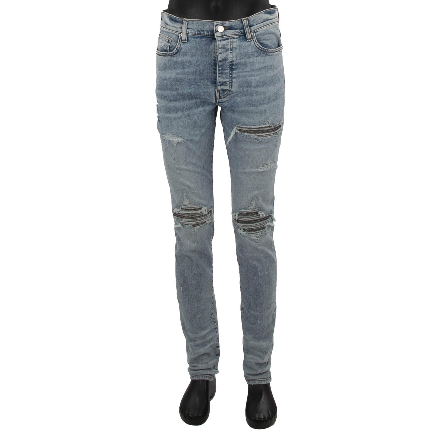 AMIRI Iridescent Distressed Skinny Jeans Pants Light Blue 34 M L IT 50 154690₽