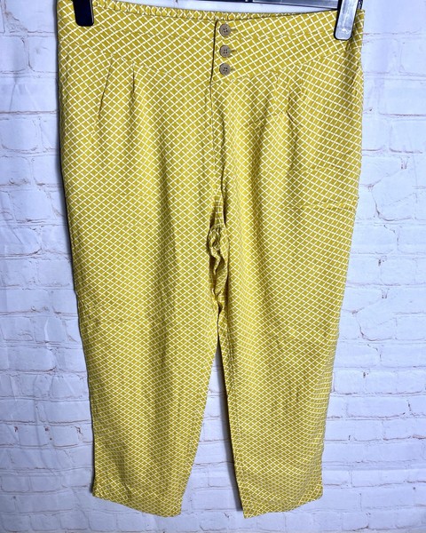 Marks & Spencer Yellow Mix Hareem Trousers Women’s Size 12 Leg 25” Elastic Waist