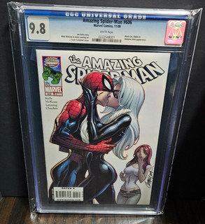 Cubierta Amazing Spider Man #606 J. Scott Campbell CGC 9.8 "Black Cat Kiss"
