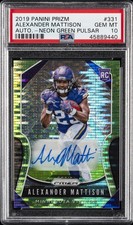 2019 PANINI PRIZM AUTO-NEON GREEN PULSAR #331 ALEXANDER MATTISON PSA 10