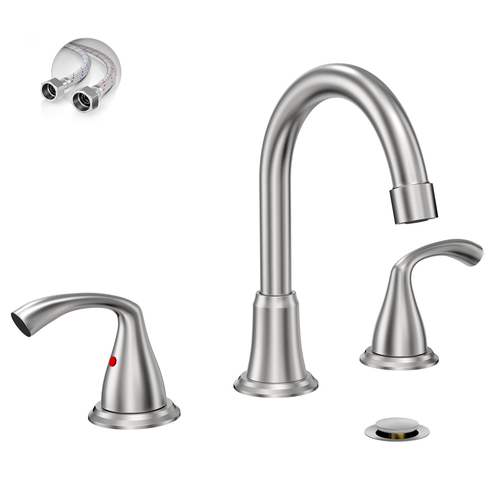 Widespread Bathroom Sink Faucet, 2 Handle 3 Hole Bathro...