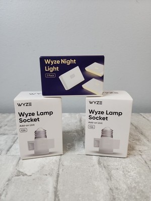Wyze Lamp Socket Add-on E26 & Night Light 3 Pack USB Smart Wi-Fi for Cam v3 NEW