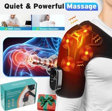Electric Shoulder Massager Heating Pad Pain Relief w/3 Vibration Modes 2500mAh