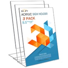 3X Acrylic Sign Stand Holder 8.5" x 11" Clear Plastic Table Paper Display Stand