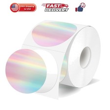 2 Inch Circle Thermal Label Stickers, Holographic Round Direct Thermal Sticke...