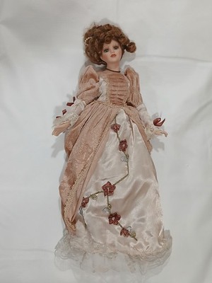 18'' Tall Porcelain Victorian Flower Doll Dress Green Eyes 842 -2