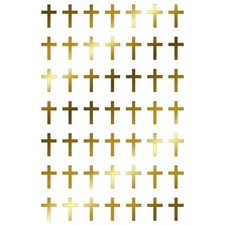 Classic Christian Cross 49 pcs 0.5 Inch 22k Gold Fused Glass Decals
