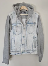 SuperDry Worker Denim Hoodie/Jacket Button Up- Size M