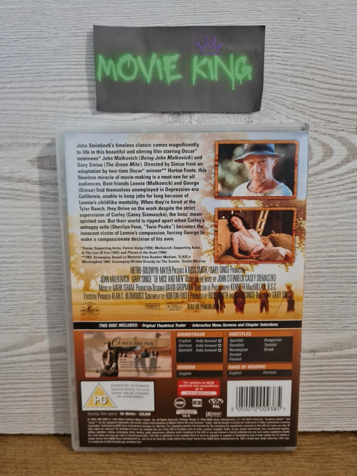 Of Mice And Men (DVD, 1992) John Malkovich {Classic Drama} [Region 2] [UK] {PG} - Image 4 of 4