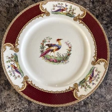 ROYAL CROWN MYOTTS Staffordshire Plate Chelsea Bird By A.ROBERT 2335 England